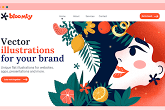 create unique flat illustration for website, app, animation