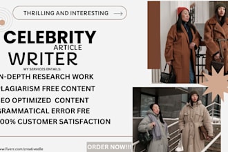 write trending, traffic gaining, promotional articles for celebrities