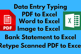 convert PDF to excel, PDF to word, or data entry