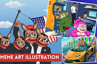 create 2d meme coin art, meme animated, crypto meme logo, memecoin animation