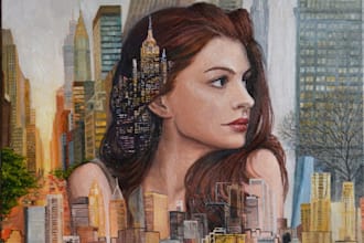physical realistic oil portrait from photo