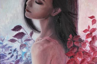 physical realistic oil portrait from photo
