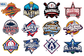 custom nba, mlb, all star, world series, nfl, tags, parody logo, with your text