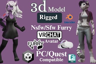 model and rig custom vrchat avatar 3d model anime for vrchat