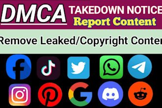 send dmca takedown notices to,google, tiktok,reddit, shopify,twitter,fb,etc