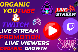 do youtube live stream promotion, channel promotion, live viewers, real growth