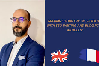 write SEO optimized blog post articles in english or french