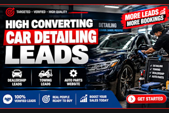 high converting car detailing leads, dealership, towing leads auto parts website