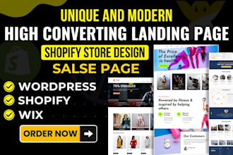design worpress, wix, shopify landing or sales page shopify store design