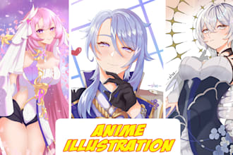 draw anime character or any illustration for wallpaper or cover book