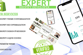 be your shopify developer, expert build passive income store redesign store