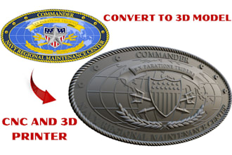 convert 2d logo design to 3d, stl file for cnc and 3d printing