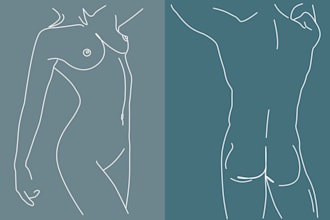 create line art illustrations, human nsfw digital art