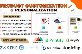 shopify pod zakeke kickflip customily lumise zepto fancy product customization