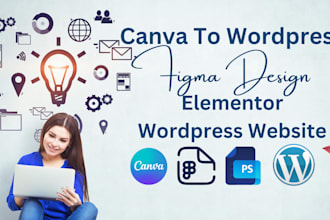 create landing page using canva to wordpress figma psd elementor pro