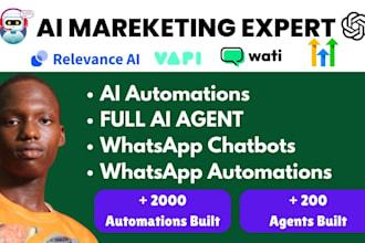 build ai agent on relevance ai, ai automations, vapi ai, wati whatsapp chatbots
