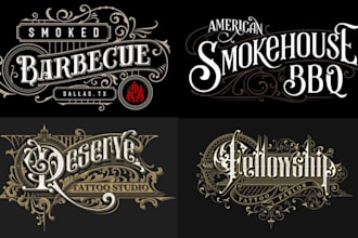 make custom typography coffee retro vintage logo for tattoo barber shop spa
