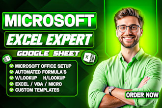 be expert in microsoft excel, google sheets, formula, macro, script, automation