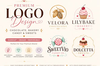 design a premium chocolate bakery candy or sweets logo