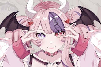 draw kawaii anime illustration vtuber or oc fanart