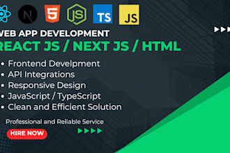 develop full stack websites in nextjs and reactjs using typescript