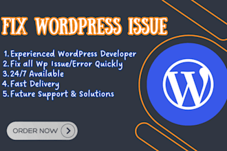 fix wordpress issues critical errors bugs 403 404 500 503 and help wp