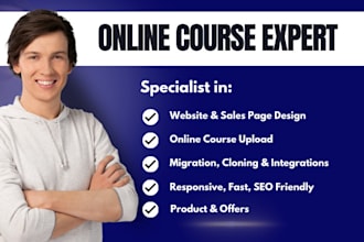 setup teachable, thinkific, kajabi website, ghl sales page, kajabi online course