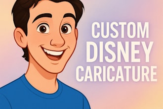 disney style caricature personalized digital in 1 day