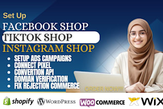 set up facebook ads, tiktok pixel shopify conversion API, google my business
