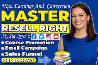 promote master resell right courses with email marketing, road map, sales funnel