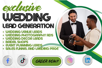 get event planning wedding photography venue decor bridal shop honeymoon leads