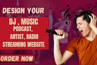 create a professional music, artist, streaming, podcast and dj website