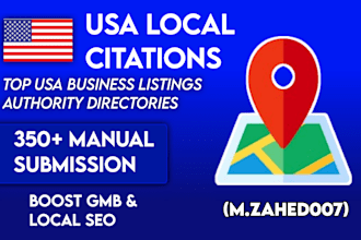 create 350 USA local citations and directory submissions for local SEO