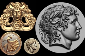 sculpt printable 3d coin, bas relief 3d medals, 3d pendant, stl cnc router model