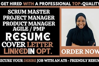 write scrum master, project manager, product manager, agile resume cover letter