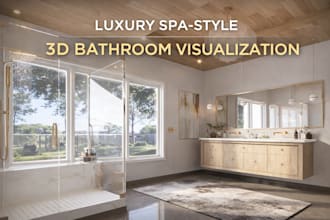 design bathroom and create photorealistic 3d renderings