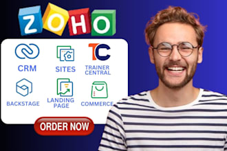 setup and customize zoho, zoho sites, zoho commerce, trainer central
