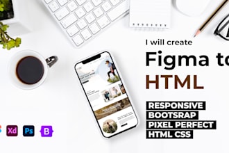 create figma, xd, PSD to responsive bootstrap 5 website