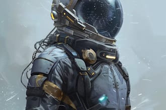 make a unique sci fi character and sci fi art