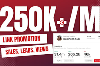 promote your link on my pinterest account 260k monthly views