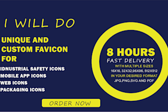 design unique custom icon set, modern favicon