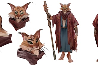 draw character design reference sheet, dnd, vtuber, furry