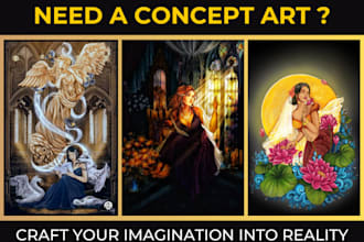 draw concepts arts with characters, props and landscapes