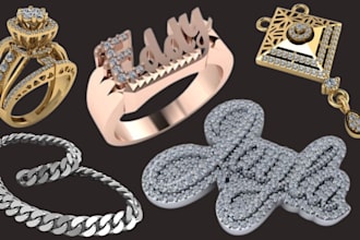 do 3d jewelry design pendant ring earrings bracelet necklace cad jewelry design