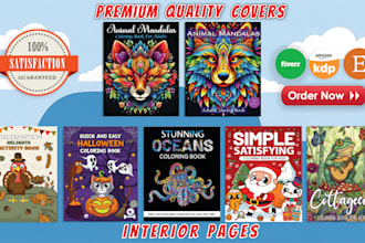 illustrate kids and adult coloring and activity pages with matching cover kdp
