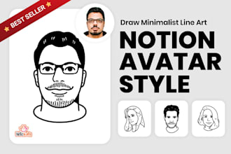 draw minimalist cartoon avatar notion style for your social media