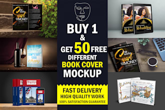 create 50 realistic 3d book cover mockup