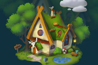 draw 2d game art props, items, icons, assets in my  style