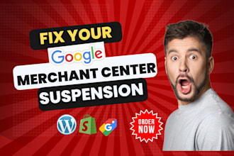 set up gmc and fix google merchant center suspension, misrepresentation