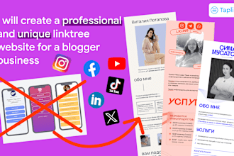 create a professional and unique linktree website for a blogger business